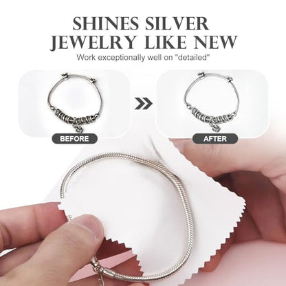 100pcs Jewelry Cleaning Cloth White Polishing Cloth for Sterling Silver Gold Platinum Small Silver Polish 8x8cm (100 Count)