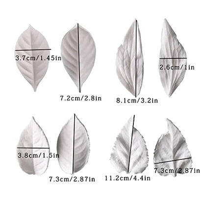 8Pcs Sugar Paste Leaf Veiners Fontant Mold Fondant Silicone Leaf Rose (8 Count)