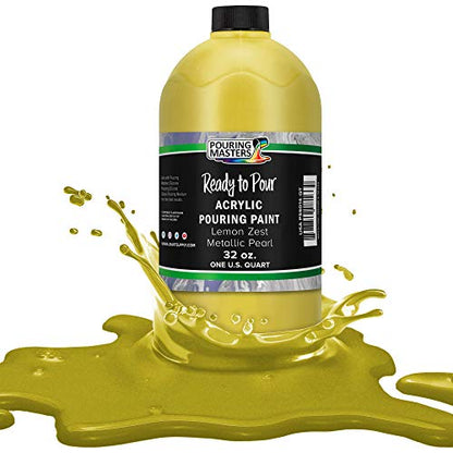 Pouring Masters Lemon Zest Metallic Pearl Ready to Pour Acrylic Pouring Paint (32 Fl Oz)