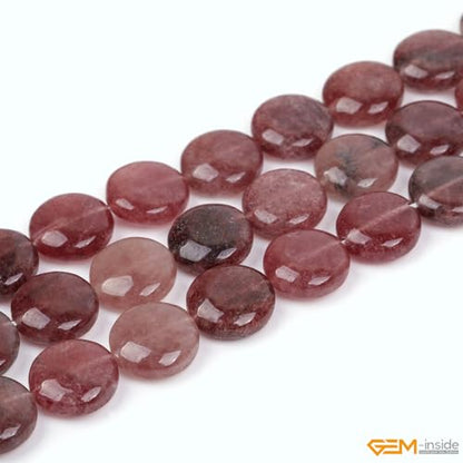 GEM Inside Natural 20mm Coin Pink Rose Cherry Quartz Gemstone Loose Beads Energy Stone Handmade Beads for Jewelry Making Jewelry Beading Supplies for Women