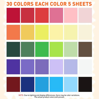 8.5" X 11" Colored Cardstock Bulk Assorted 150 Sheets in 30 Colors Construction Paper Card Stock Printer Paper for DIY Crafts