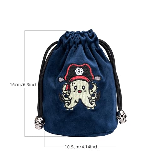 Large DND Dice Bag Blue Dice Storage Bag for D&D Role Playing Games (2.11 Ounce)