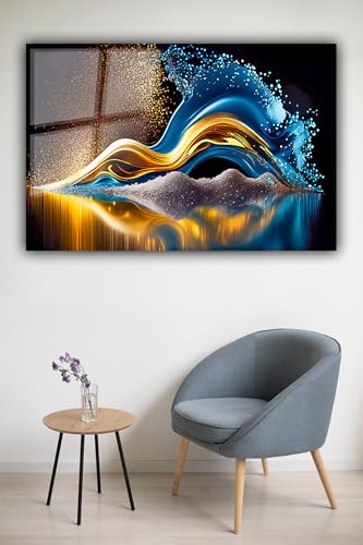 Colorful Abstract Printed Tempered Glass Wall Art Painting for Living Room