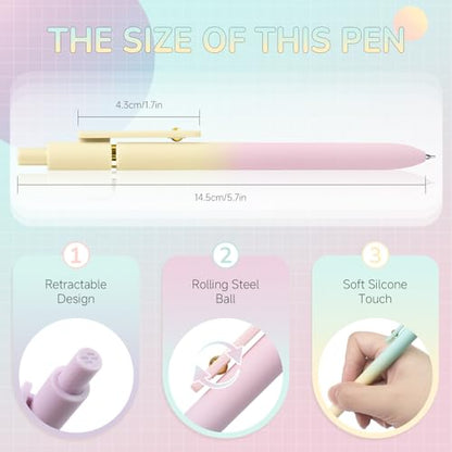 Gel Pens 12 Pcs 0.5mm Fine Point Smooth Writing Pens Japanese Cute Pens