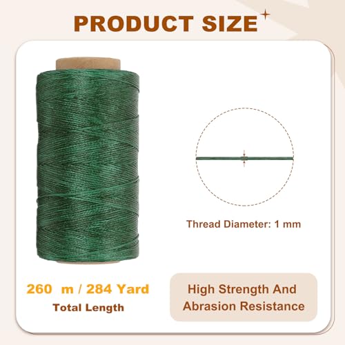 284 Yard Flat Waxed Thread 150D 1mm Leather Sewing Cord for Repairing Shoes Bags Wallets Jewelry Making DIY Leather Craft