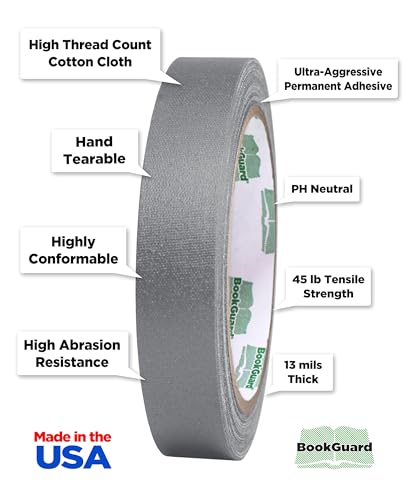 3 4 Inch Gray Book Repair Cloth Tape 15 Yard Roll