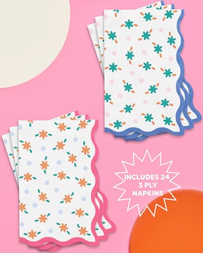 24pc Italian Summer Floral Stripe Napkins