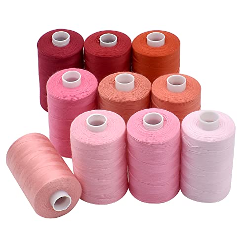 Sewing Thread 10 Color Sewing Industrial Purpose 1000 Yards Per Spool 40S (30000 Foot)