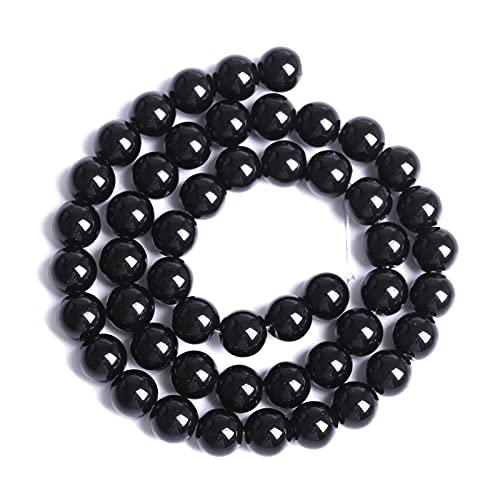 6mm 66pcs Natural Black Agates Onyx Stone Beads Smooth Round Loose Spacer Beads for Jewelry Making DIY Bracelets 15" (16 Count)
