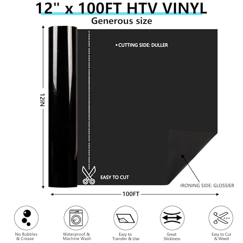 Black HTV Heat Transfer Vinyl Rolls (100 Foot)