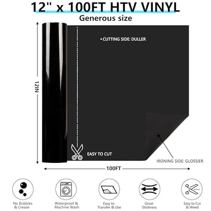 Black HTV Heat Transfer Vinyl Rolls (100 Foot)