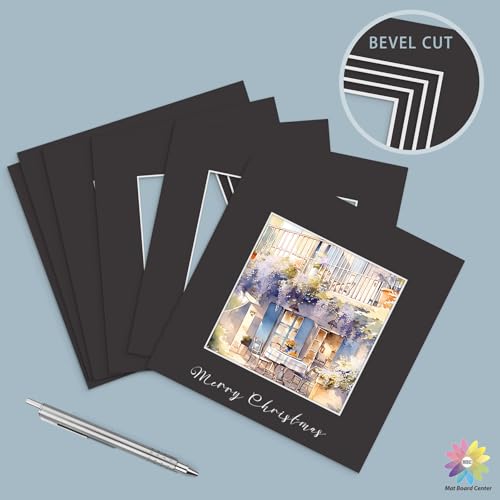 Mat Board Center 25 Pack 12x12 Picture Mat for 8x8 Photo Black