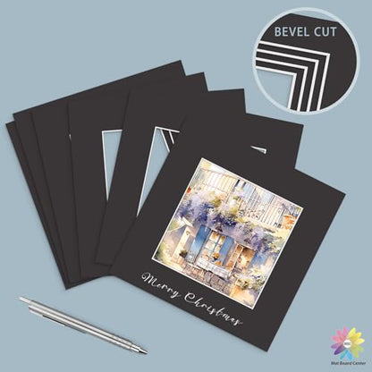 Mat Board Center 25 Pack 12x12 Picture Mat for 8x8 Photo Black