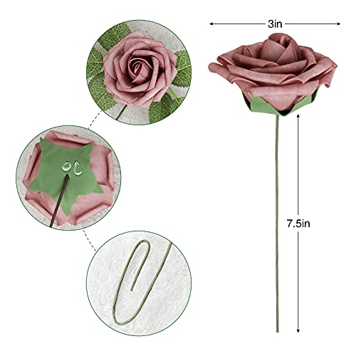 Taupe Nude Rose 25pcs Real Looking Artificial Flowers w (25 Count)