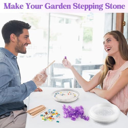 12 Set DIY Stepping Stone Mold Kit for Creating Stepping Stones Garden Markers Round Concrete (12 Count)