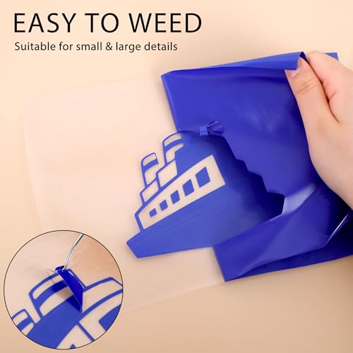 RENLITONG Royal Blue Iron on Vinyl 12Inch by 50ft Roll Heat Transfer Vinyl for T