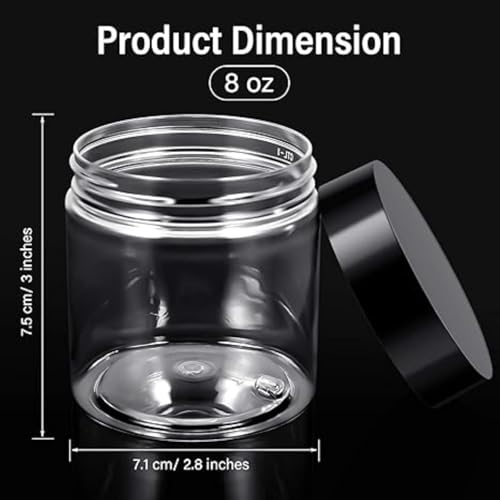 36 Pieces 8 oz Plastic Jars with Lids Wide Mouth Airtight Reusable Container Acrylic Cosmetic Small Jars for Lotions Ointments Travel Toiletries Creams Make up Storage (36 Count)