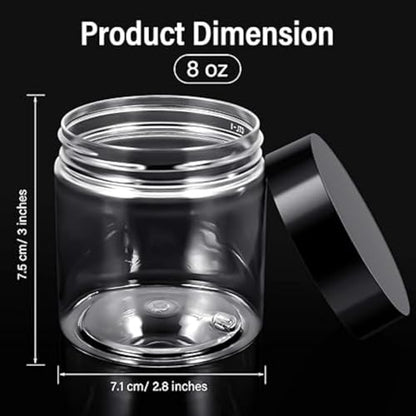 36 Pieces 8 oz Plastic Jars with Lids Wide Mouth Airtight Reusable Container Acrylic Cosmetic Small Jars for Lotions Ointments Travel Toiletries Creams Make up Storage (36 Count)