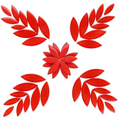 Red Leaf Mosaic Tiles for Crafts