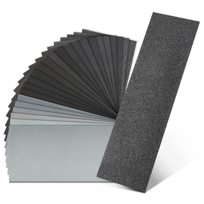 24PCS Sandpaper Assortment 12 Grits Wet Dry Sandpaper Sheets (24 Count)