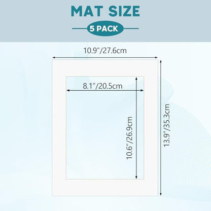11x14 White Picture Mats with Core Bevel Cut Frame Mattes for 8.5x11 Pictures
