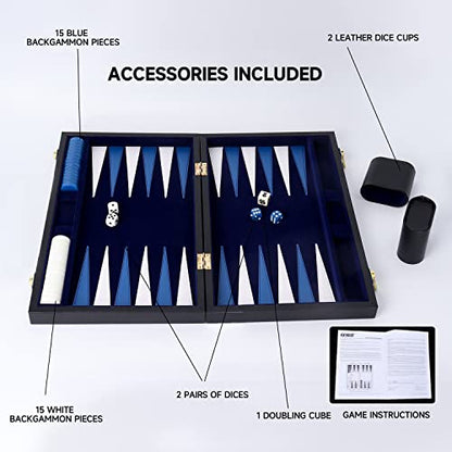 GSE Premium Leather Backgammon Board Game Set