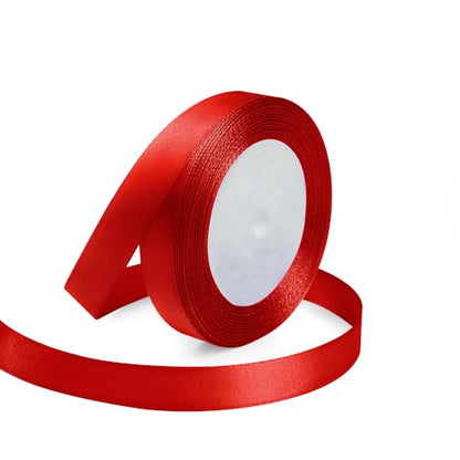 5 8" x 25 Yards Red Satin Ribbon Crafts Gift Wrapping (75 Foot)