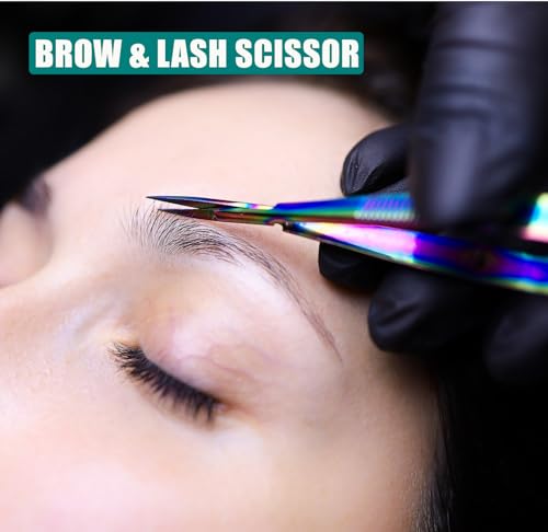 Cross Edge Spring Scissors 5 Inch straight Stainless Steel Precision Eyebrow & Eyelash Shaping & Trimming Scissor