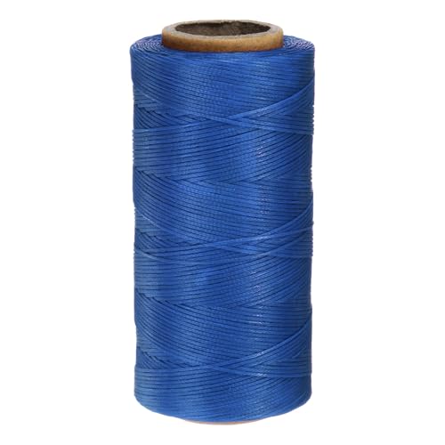 150D 0.8mm Flat Waxed Thread 284 Yards Polyester Leather Sewing Waxed String Hand Stitching Waxed Cord for Leather Stitching Sewing Bookbinding DIY Craft Sapphire Blue