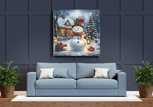 14ct Counted Cross Stitch Kits for Adults Winter Snowman House Trees Printed Stamped Cross Stitch Patterns Kits Cross Stitch Supplies