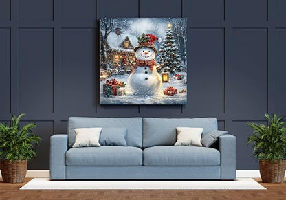 14ct Counted Cross Stitch Kits for Adults Winter Snowman House Trees Printed Stamped Cross Stitch Patterns Kits Cross Stitch Supplies