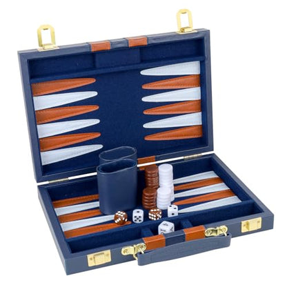 Backgammon Set 2 Players Classic Backgammon Sets for Adults Board Game with PU Leather Case Portable and Travel Backgammon Set