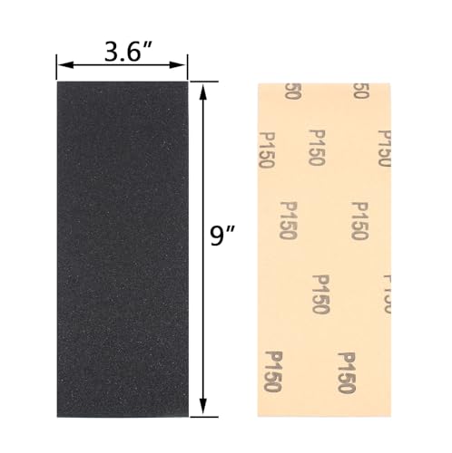 30Pcs 9 x 3.6 Inchs 150 Grit Wet and Dry Handmade Universal Sanding Sheets