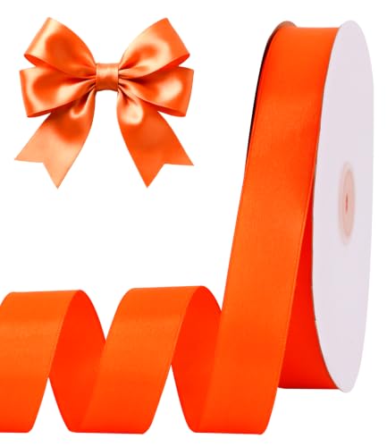 1 Inch x 100yds Orange Satin Ribbon for Crafts (300 Foot)