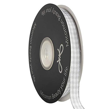 Gray Gingham Plaid Checked Ribbon 25 Yards Each Roll 100% Polyester