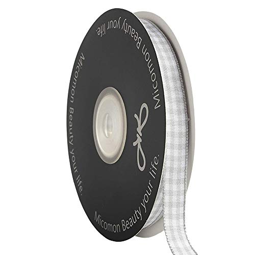 Gray Gingham Plaid Checked Ribbon 25 Yards Each Roll 100% Polyester