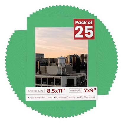 Pack of 25 Acid Free 8.5x11 Mats Bevel Cut for 7x9 Photos (25 Count)