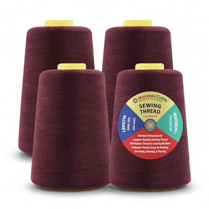 40S 2 Burgundy Polyester 4 Pack of Serger Threads Cones (4 Count)