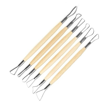 6Pcs Pottery Clay Sculpting Tools Set with Double Ended Loops
