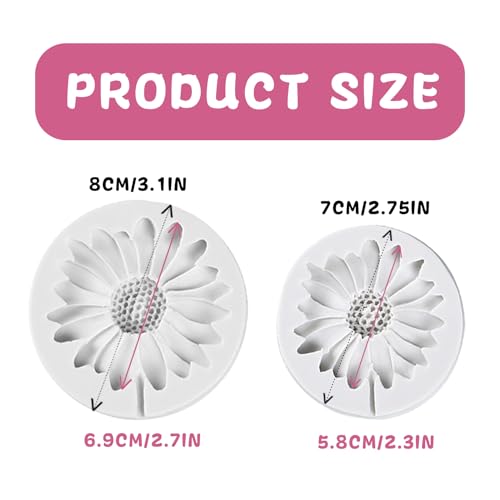 2Pcs Chrysanthemum Flower Silicone Mold for Fondant Cake Decorating