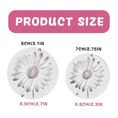 2Pcs Chrysanthemum Flower Silicone Mold for Fondant Cake Decorating