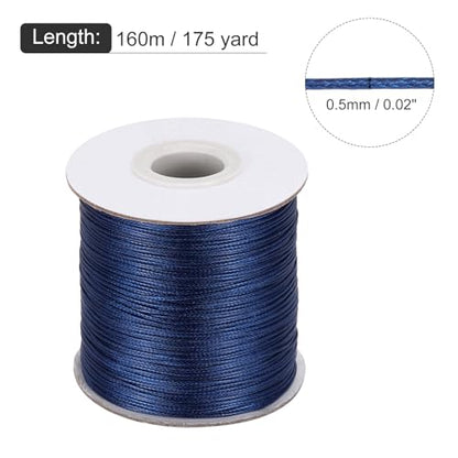 Waxed Cord 0.5mm Waxed Polyester Cord 175 Yard Wax String for Bracelet Making