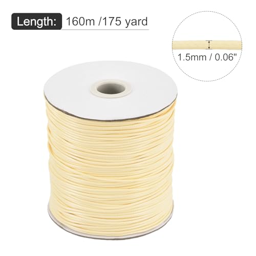 Waxed Cord 1.5mm Waxed Polyester Cord 175 Yard Wax String for Bracelet Making