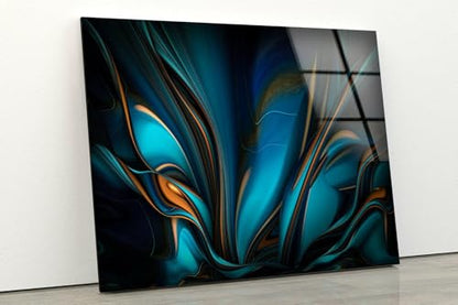 12Wx10H'' Orange & Blue Abstract Glass Wall ArtTempered Glass Printing Wall Decor Large Wall Art Wall Hangings