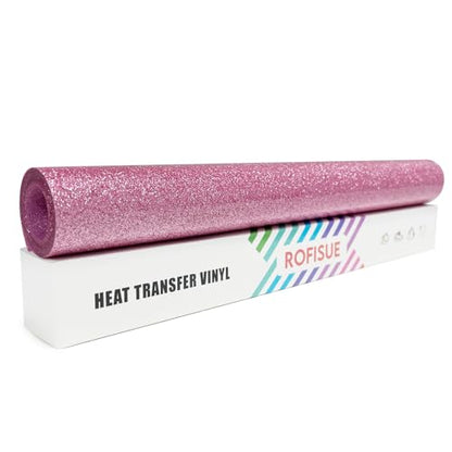 Rouge Powder Glitter HTV Heat Transfer Vinyl 12" x6FT Glitter Vinyl for T Shirts Easy to Cut and Weed Compatible with All Cutter Machines HTV Vinyl Iron on for Cricut