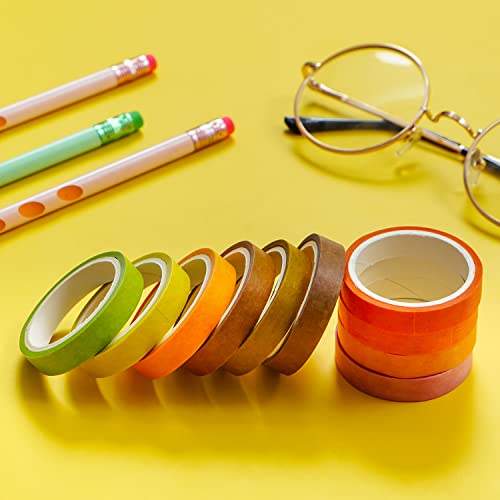 60 Rolls Washi Tape Sets 8mm Wide 10ft Long Basic Solid Color Rainbow Colored Decorative Thin Masking Tapes for Arts (60 Count)