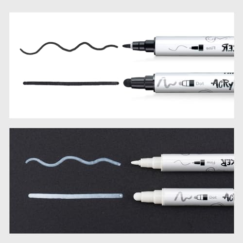 4 Black and 4 White Paint Markers Bold and Fine Dual (8 Count)