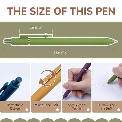 Gel Pens 6 Pack Gold Retro 0.5mm Black Ink Pens Fine Point Smooth Writing Pens for School Office Supplies (6 Count)