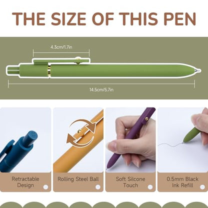 Gel Pens 6 Pack Gold Retro 0.5mm Black Ink Pens Fine Point Smooth Writing Pens for School Office Supplies (6 Count)