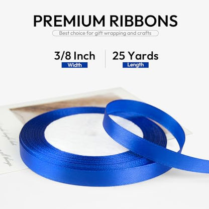3 8 Inch 25 Yards Satin Ribbon Royal Blue (75 Foot)